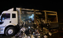 TEM otoyolunda tekstil yüklü kamyon alev aldı