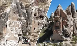 Kapadokya'da çöken peribacasının öncesi ve sonrası görüntülendi
