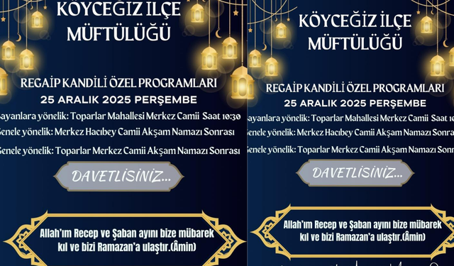 Muğla'da  Regaip Kandili nedeniyle özel programlar düzenlenecek