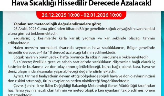 Meteoroloji’den Batı Karadeniz için fırtına ve soğuk hava uyarısı