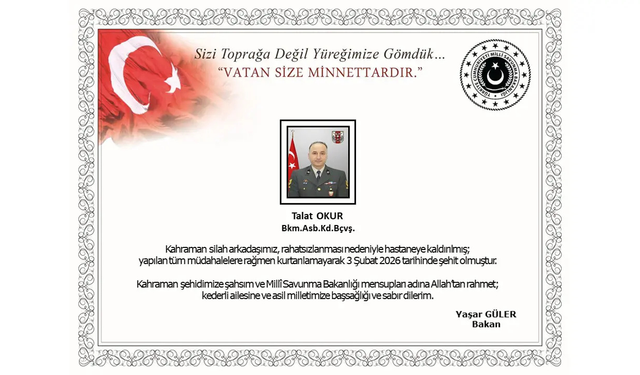 Hakkari’de görev başında rahatsızlanan astsubay şehit düştü